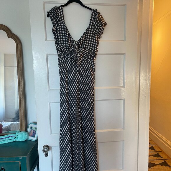 J. Crew Collection tie-neck cap-sleeve maxi dress in gingham, Size 8 - Picture 2 of 6
